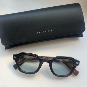 Jimmy Fairly Tortoiseshell Sunglasses - Black/Brown with blue lens